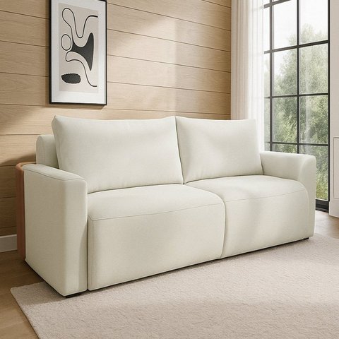 Sofá Cama Nature 2,60 m Retrátil e Reclinável com Couro Sintético