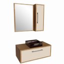 Ver imagem 2 de Gabinete de Banheiro Suspenso 80cm Alice com Espelheira 01 Porta com Cuba Marrom/Mel/Arenas