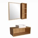 Ver imagem 3 de Gabinete de Banheiro Suspenso 80cm Alice com Espelheira 01 Porta com Cuba Marrom/Mel/Grafite