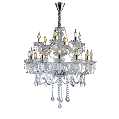 Lustre Pendente Candelabro Maria Tereza Nice 18 lâmpadas E14 Bivolt Transparente