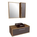 Ver imagem 2 de Gabinete de Banheiro Suspenso 80cm Alice com Espelheira 01 Porta com Cuba Marrom/Mel/Grafite