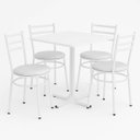 Ver imagem 1 de Conjunto Mesa Branca 70x70cm Tampo Branco com 4 Cadeiras Epoxi