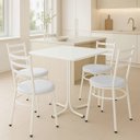 Ver imagem 3 de Conjunto Mesa Branca 70x70cm Tampo Branco com 4 Cadeiras Epoxi