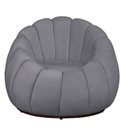 Ver imagem 2 de Poltrona Decorativa Concha Base Arco Giratória Veludo Cor:cinza