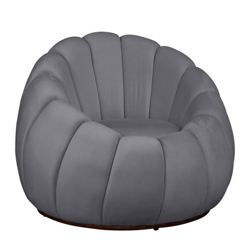 Poltrona Decorativa Concha Base Arco Giratória Veludo Cor:cinza