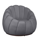 Ver imagem 1 de Poltrona Decorativa Concha Base Arco Giratória Veludo Cor:cinza
