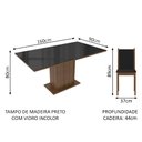 Ver imagem 3 de Conjunto Sala de Jantar Moscou Plus Madesa Mesa Tampo de Vidro com 6 Cadeiras Rustic/Preto Cor:Rusti