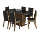 Ver imagem 2 de Conjunto Sala de Jantar Moscou Plus Madesa Mesa Tampo de Vidro com 6 Cadeiras Rustic/Preto Cor:Rusti