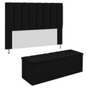 Ver imagem 1 de Kit Cabeceira + Calçadeira Baú Queen 160cm Suede Preto