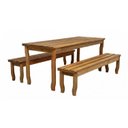 Ver imagem 2 de Conjunto de Mesa com 2 Bancos Madeira 200cm Marrom/Amadeirado