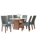 Ver imagem 2 de CONJUNTO SALA DE JANTAR POLÔNIA 1,35 X 0,90 COM 6 CADEIRAS AMÊNDOA 03A