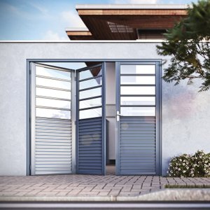 Portão de Abrir Pantografico Misto com Travessa sem Vidro 215x245 Req: 5