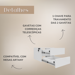 Gaveteiro Suspenso com 2 Gavetas para Fixar sob Tampo - 14