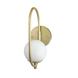 Arandela Parede ONLINE  DOURADO Globo de Vidro BRANCO - 4124-14-BR - 1