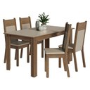 Ver imagem 2 de Conjunto Sala de Jantar Mel Mesa Tampo de Madeira 4 Cadeiras Rustic/Crema/Sintético Bege Madesa