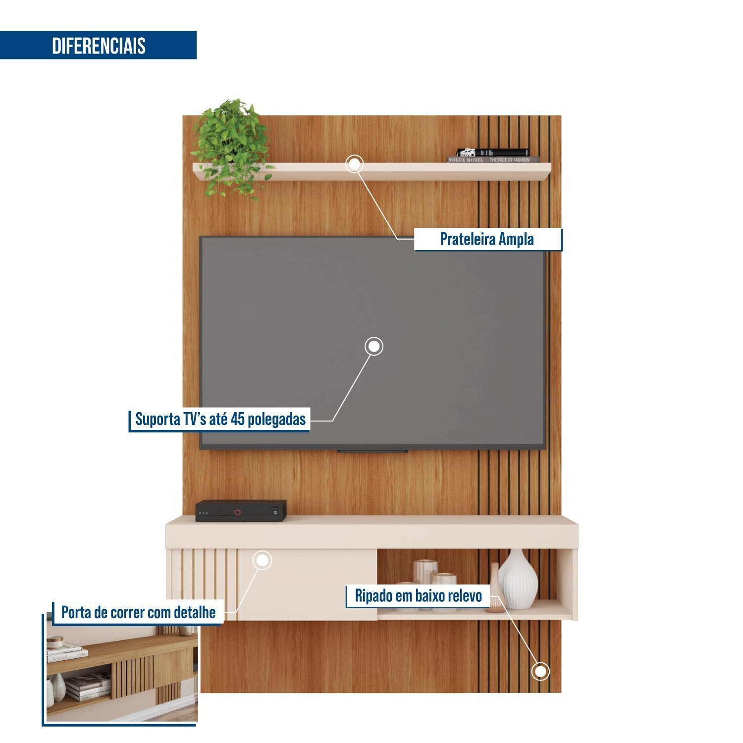 Painel para Tv até 50 Polegadas Safira - 2