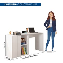 Escrivaninha para Escritório com 1 Porta Ripada Start - 3