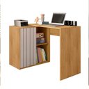 Ver imagem 3 de Escrivaninha Mesa Escritório com Ripada Start 1 Porta 140cm Buriti e Fendi Marrom