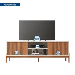 Rack para Tv até 72 Polegadas Portas Ripado Pés Cavalete Sparta - 5