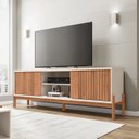 Ver imagem 1 de Rack Ripado para Tv até 72 Polegadas Portas Frisado Pés Cavalete Sparta