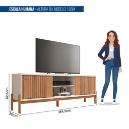 Rack para Tv até 72 Polegadas Portas Ripado Pés Cavalete Sparta - 3