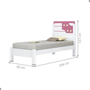 Ver imagem 2 de Cama Nexo Solteiro com Cabeceira Branco Rosa