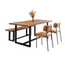 Ver imagem 2 de Conjunto Mesa de Jantar Rústica e Banco de Madeira Maciça com Cadeiras Mona Marrom