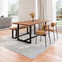Ver imagem 1 de Conjunto Mesa de Jantar Rústica e Banco de Madeira Maciça com Cadeiras Mona Marrom