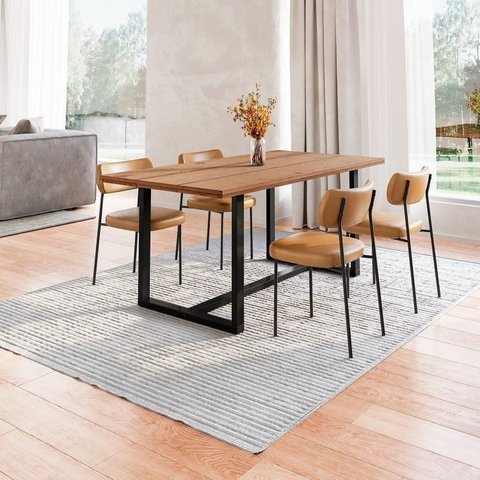 Conjunto Mesa de Jantar Rústica Madeira Maciça com 4 Cadeiras Mona