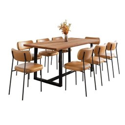 Conjunto Mesa de Jantar Rústica Madeira Maciça com 8 Cadeiras Mona - 2 Conjunto Mesa de Jantar Rústica Madeira Maciça com 8 Cadeiras Mona - 2