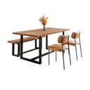 Ver imagem 2 de Conjunto Mesa de Jantar Rústica e Banco de Madeira Maciça com Cadeiras Mona Marrom