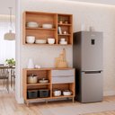Ver imagem 5 de Cozinha Modulada 2 Peças Brilhante com 01 Balcão e 01 Armário Aéreo Bege/Cinamomo/Platina