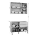 Ver imagem 3 de Cozinha Modulada 2 Peças Brilhante com 01 Balcão e 01 Armário Aéreo Bege/Cinamomo/Platina