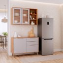 Ver imagem 1 de Cozinha Modulada 2 Peças Brilhante com 01 Balcão e 01 Armário Aéreo Bege/Cinamomo/Platina