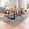 Conjunto Mesa de Jantar Rústica de Madeira Maciça com 6 Cadeiras Aço Roma - 1
