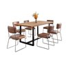 Conjunto Mesa de Jantar Rústica de Madeira Maciça com 6 Cadeiras Aço Roma - 2