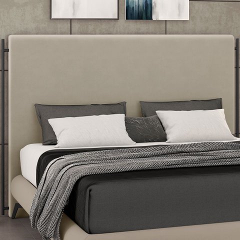 Cabeceira Cama Box Queen 160cm Estofada Goya P05 Suede Bege - Lyam Decor