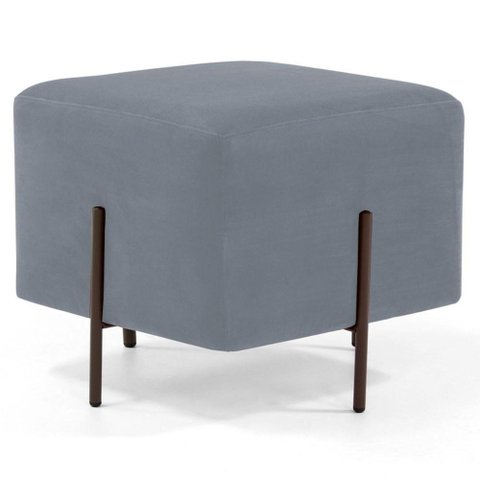 Puff Decorativo 45cm Base Aço Status B-317 Veludo Cinza