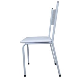 Kit 4 Cadeira para Cozinha Mc Tubular Almofadada Estrutura Branca com Assento Branco Medcombo - 5