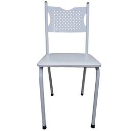 Kit 4 Cadeira para Cozinha Mc Tubular Almofadada Estrutura Branca com Assento Branco Medcombo - 4