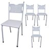 Kit 4 Cadeira para Cozinha Mc Tubular Almofadada Estrutura Branca com Assento Branco Medcombo - 1