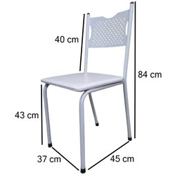 Kit 4 Cadeira para Cozinha Mc Tubular Almofadada Estrutura Branca com Assento Branco Medcombo - 3
