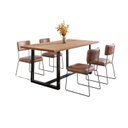 Ver imagem 2 de Conjunto Mesa de Jantar Rústica de Madeira Maciça com 4 Cadeiras Aço Roma