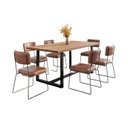 Ver imagem 2 de Conjunto Mesa de Jantar Rústica de Madeira Maciça com 6 Cadeiras Aço Roma