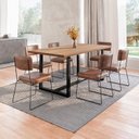 Ver imagem 1 de Conjunto Mesa de Jantar Rústica de Madeira Maciça com 6 Cadeiras Aço Roma