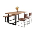 Ver imagem 2 de Conjunto Mesa de Jantar Rústica e Banco de Madeira Maciça com Cadeiras Aço Roma