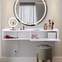 Ver imagem 3 de Penteadeira Camarim Decor Suspensa Mesa Bancada Cantinho Maquiagem Porta Nicho Decoração Quarto