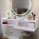 Ver imagem 5 de Penteadeira Camarim Decor Suspensa Mesa Bancada Cantinho Maquiagem Porta Nicho Decoração Quarto