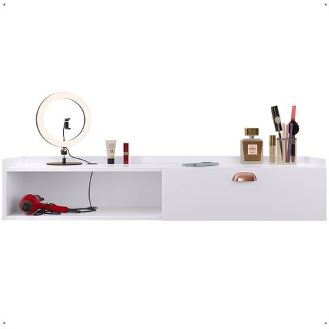 Penteadeira Camarim Decor Suspensa Mesa Bancada Cantinho Maquiagem Porta Nicho Decoração Quarto