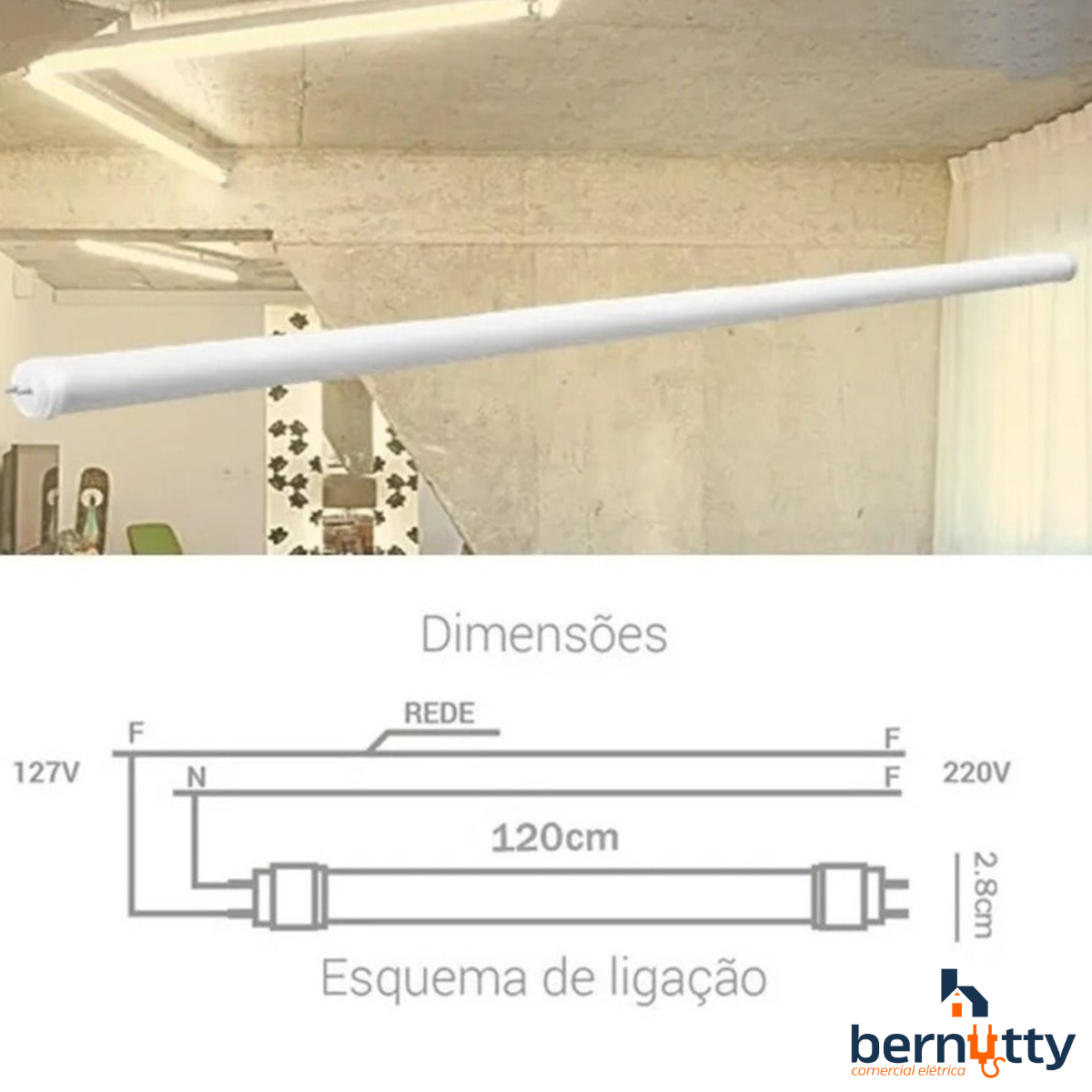 Kit 10 Lâmpadas Led Tubular 120cm 20w T8 1,2m Branco Frio Cor da Luz Branco-frio 110v/220v - 4